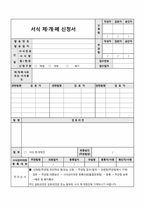 서식재개폐신청서