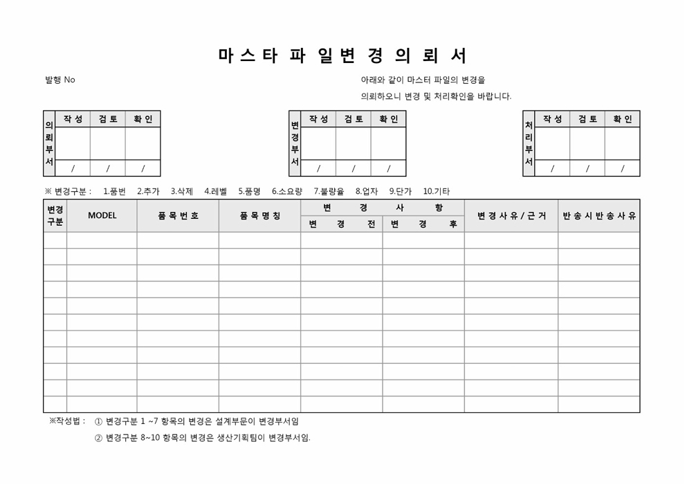 마스터파일변경의뢰서