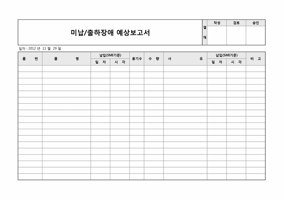 미납예상 보고서(출하장애)