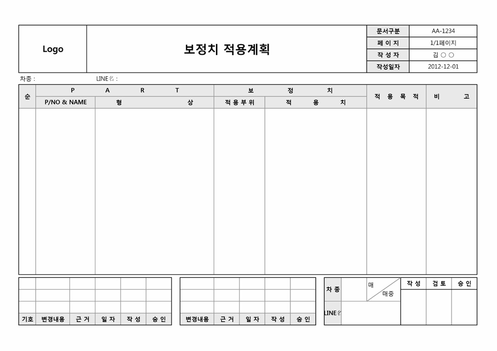 보정치 적용 계획