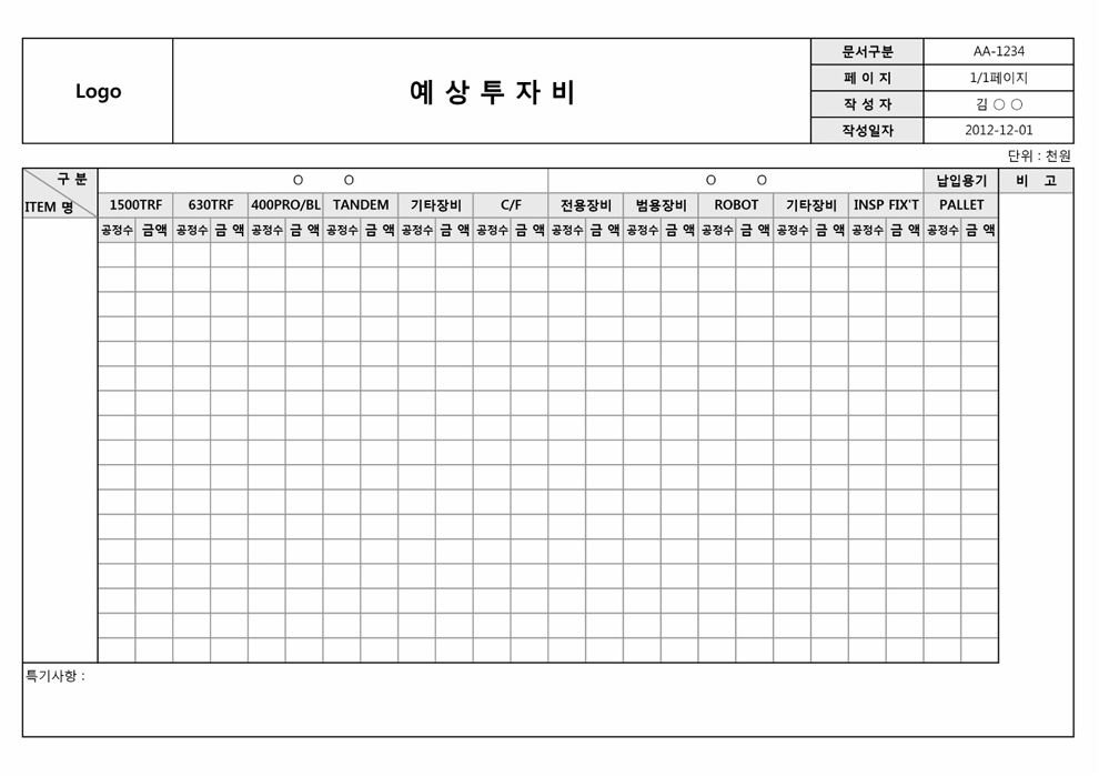 예상투자비