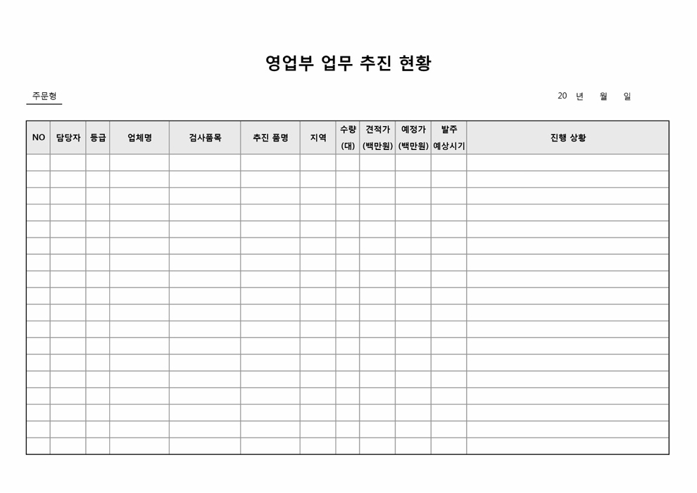 업무추진현황(영업부)