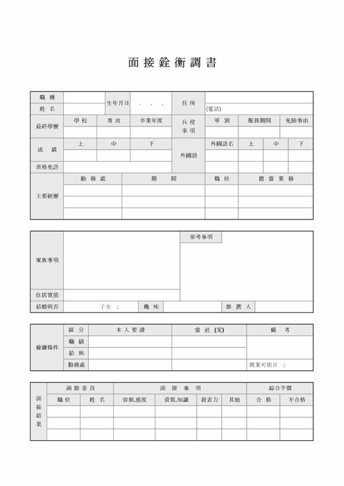 면접전형조서