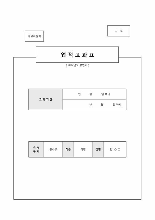 상반기업적고과표(경영지원)