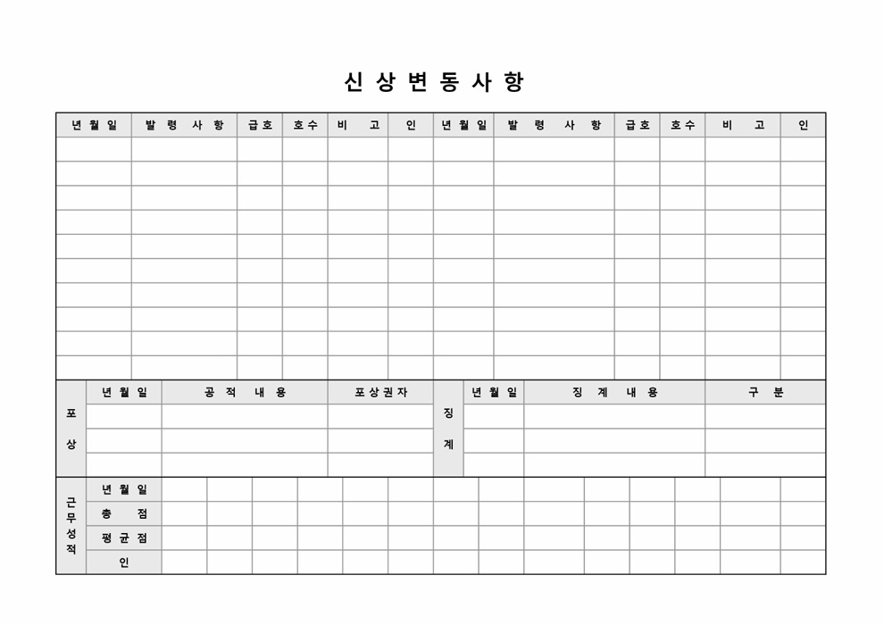 신상변동사항(기록부)