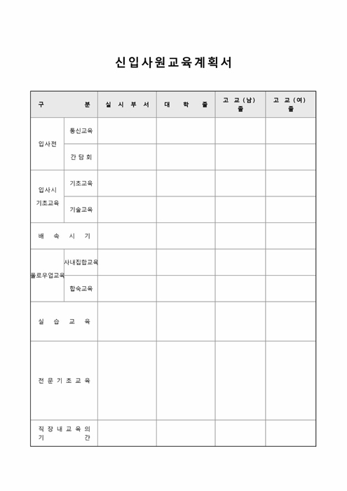 신입사원교육 계획서