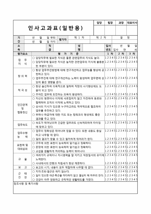 인사고과표(일반용)