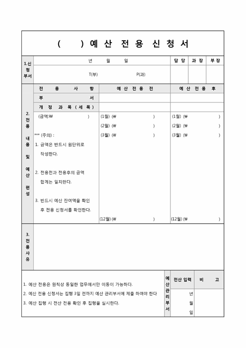 예산전용신청서