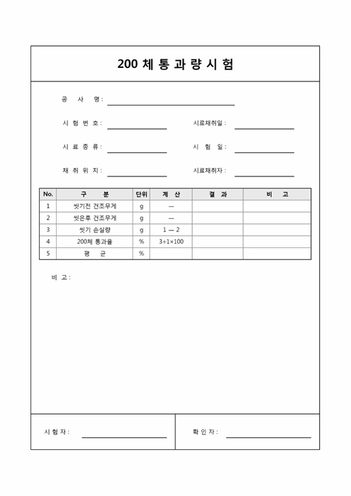 200체 통과량시험(잔골재, 굵은골재)