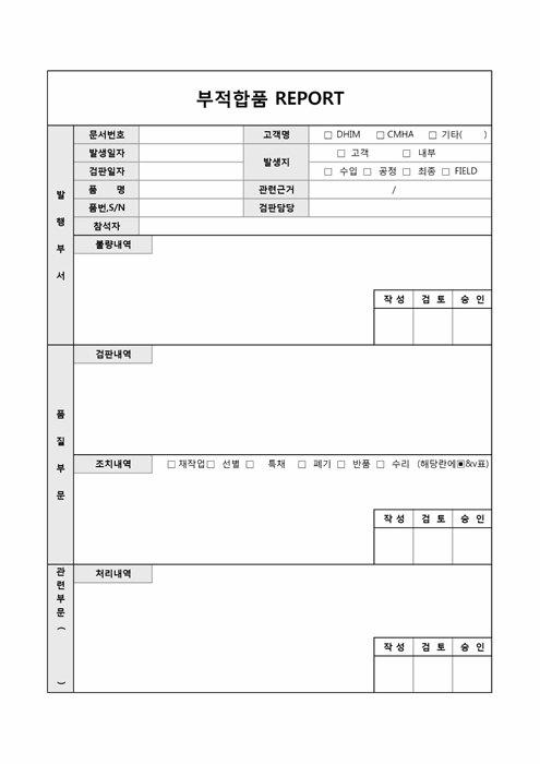 부적합품 report