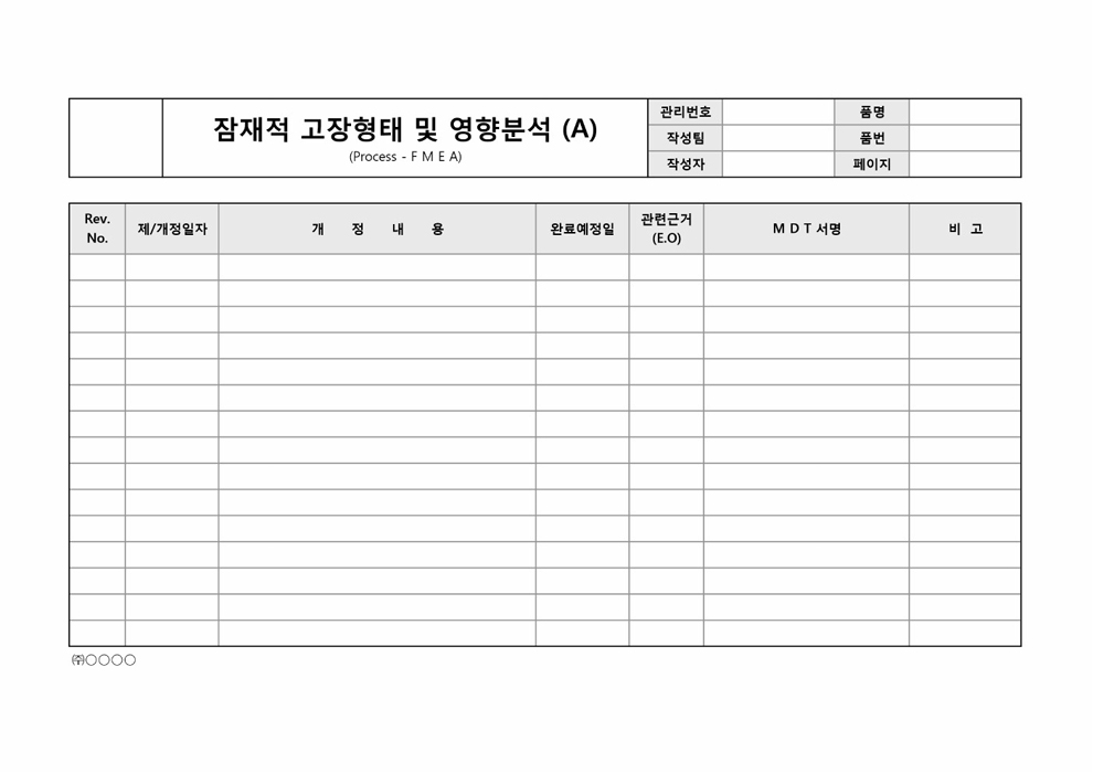 잠재적고장형태 및 영향분석(설계FMEA)