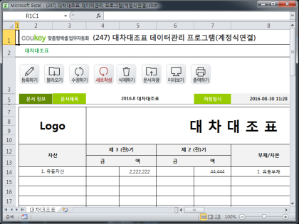 대차대조표 데이터관리 프로그램(계정식연결) 썸네일 이미지 1 대차대조표 데이터관리 프로그램(계정식연결) 썸네일 이미지 1